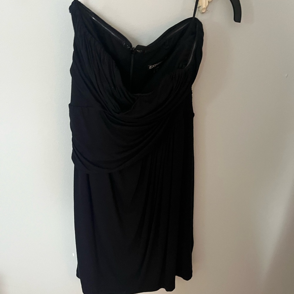 Express Black Draped Mini Dress